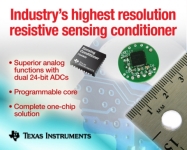 TI, 성능과 정밀도 저하없이  업계 최고 분해능을 제공하는 저항 센싱 컨디셔너 출시