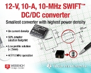 TI, 업계에서 가장 높은 전력 밀도를 제공하는 12V, 10A, 10MHz DC/DC 컨버터 IC 출시