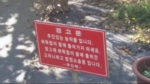 허락없이 밭에 들어가지 마세요