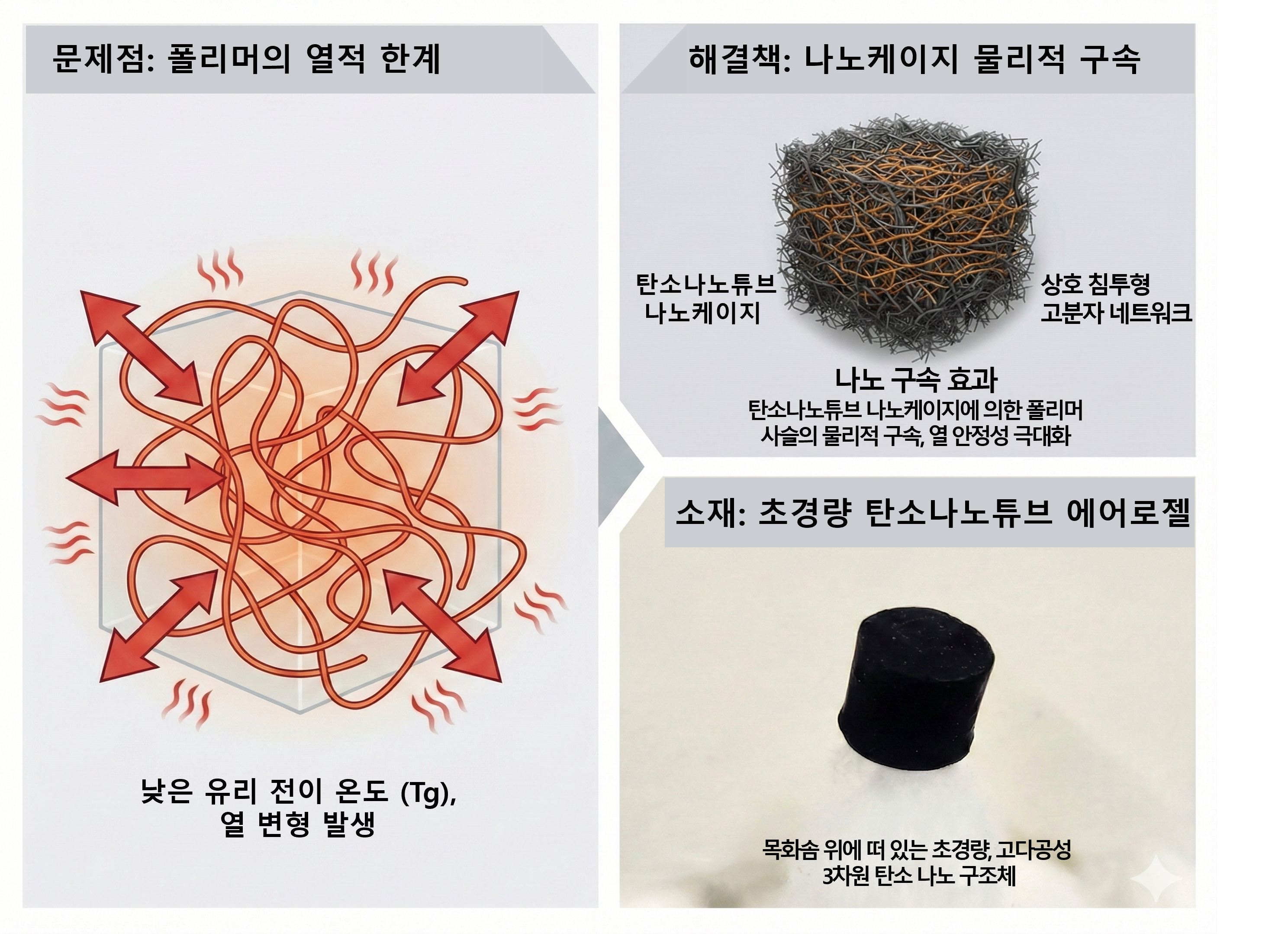 한국연구재단, 3차원 CNT 나노케이지로 유리전이온도 350℃ 달성