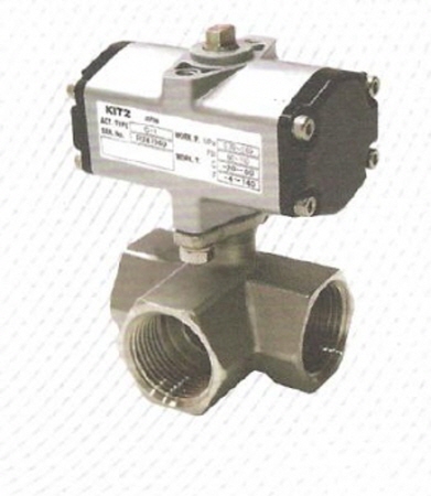 스텐레스 복동식 3방 자동 볼 밸브