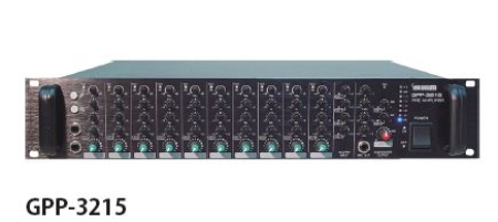 랙방송설비 GPP-3215 앰프, 10채널 입력, 1채널 마스터 출력, 2채널 서브 출력, 청주우리에스텍