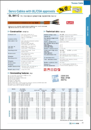 SAB SL 841 C ; PUR 조합 모터 접속용 케이블
