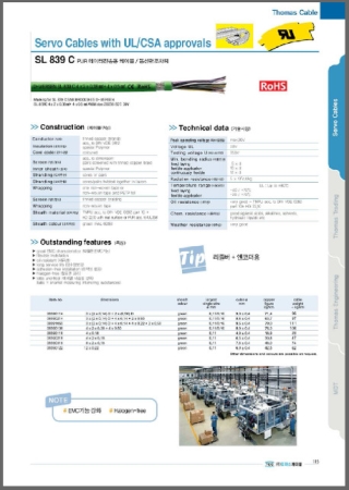 SAB SL 839 C ; PUR 데이터 전송용 케이블