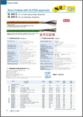 SAB SL 842 C / SL 843 C ; feed back 케이블 / PUR 데이터 전송용 케이블