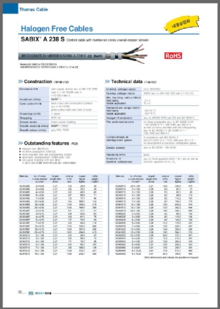 SABIX A 238 S ; 콘트롤 케이블(내열성강화)