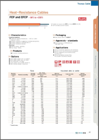 FEP and EFEP ; FEP 단일 전선, -90℃ ~ +205℃